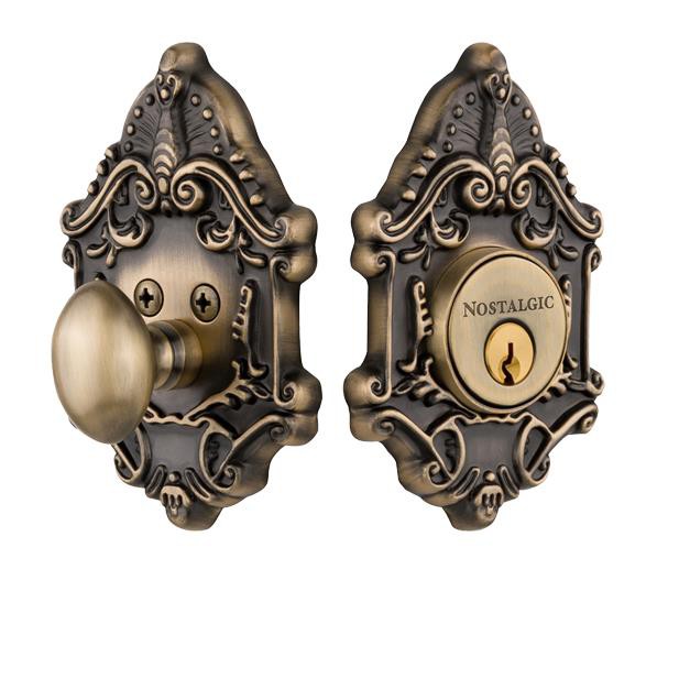 Nostalgic Warehouse VIC Single Cylinder Deadbolt Keyed Differently Victorian in Antique Brass